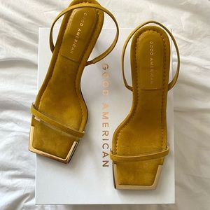 Suede Sling Back Square Toe Sandals